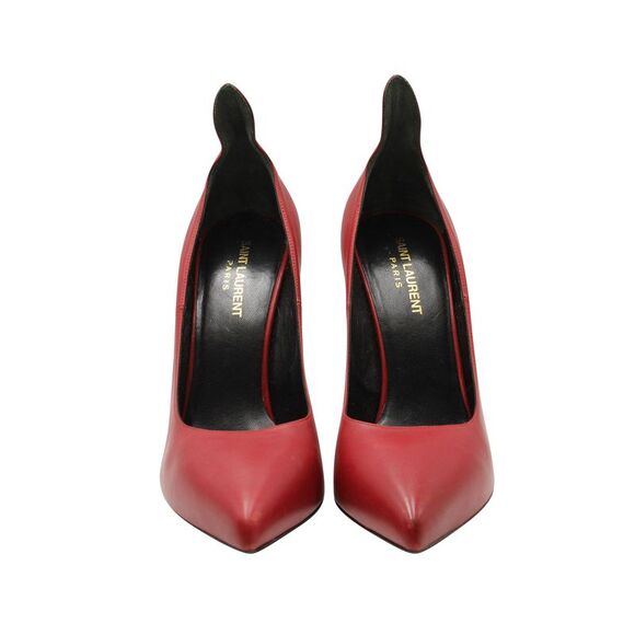 Saint Laurent Pointed Toe Pumps in Red Calf Leather - Picture 2 of 10